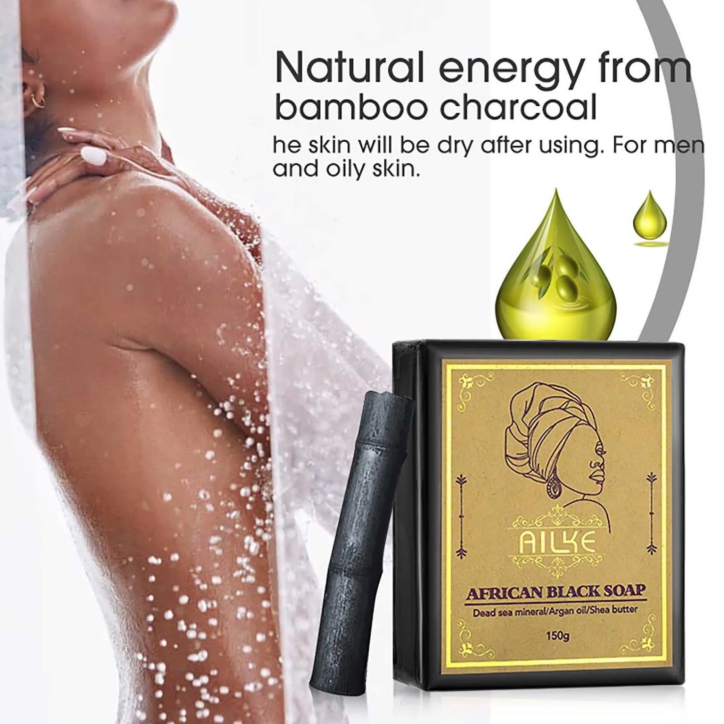 AILKE African Black Bamboo Charcoal Soap